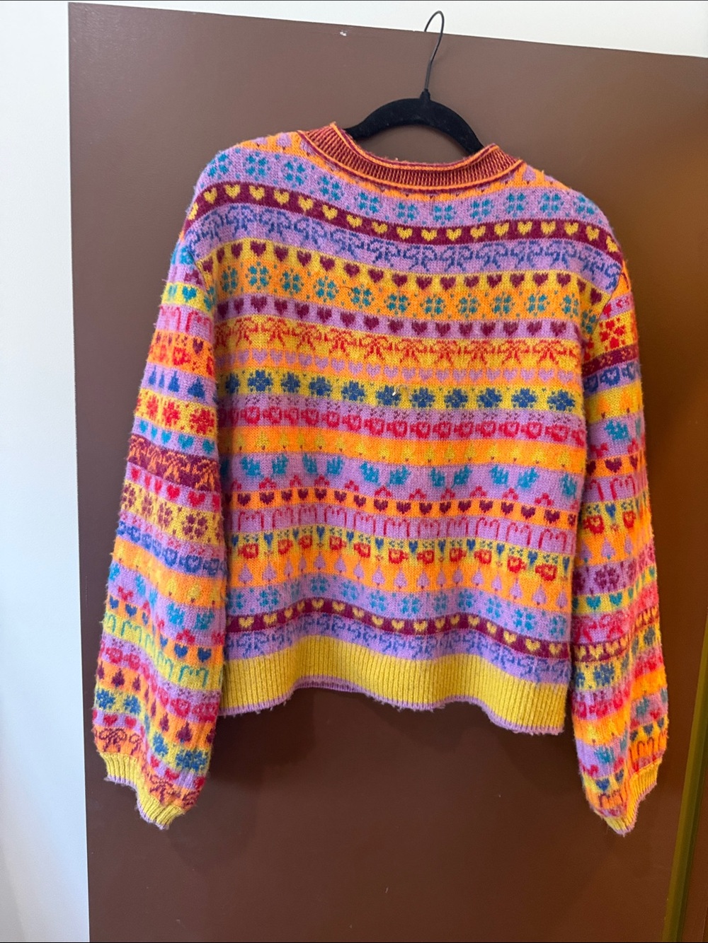 NWT Free Prople Favorite Things Mixed Print Wool Blend Sweater - Picture 2 of 13